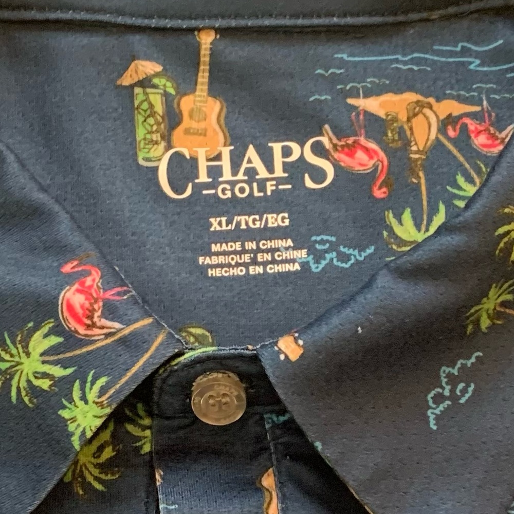 CHAPS GOLF SS 100% Polyester Tropical Theme Polo - Picture 2 of 6